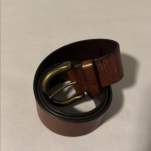 Old Navy Vintage Brown Leather Belt Mens M Brass buckle relaxed flexible western